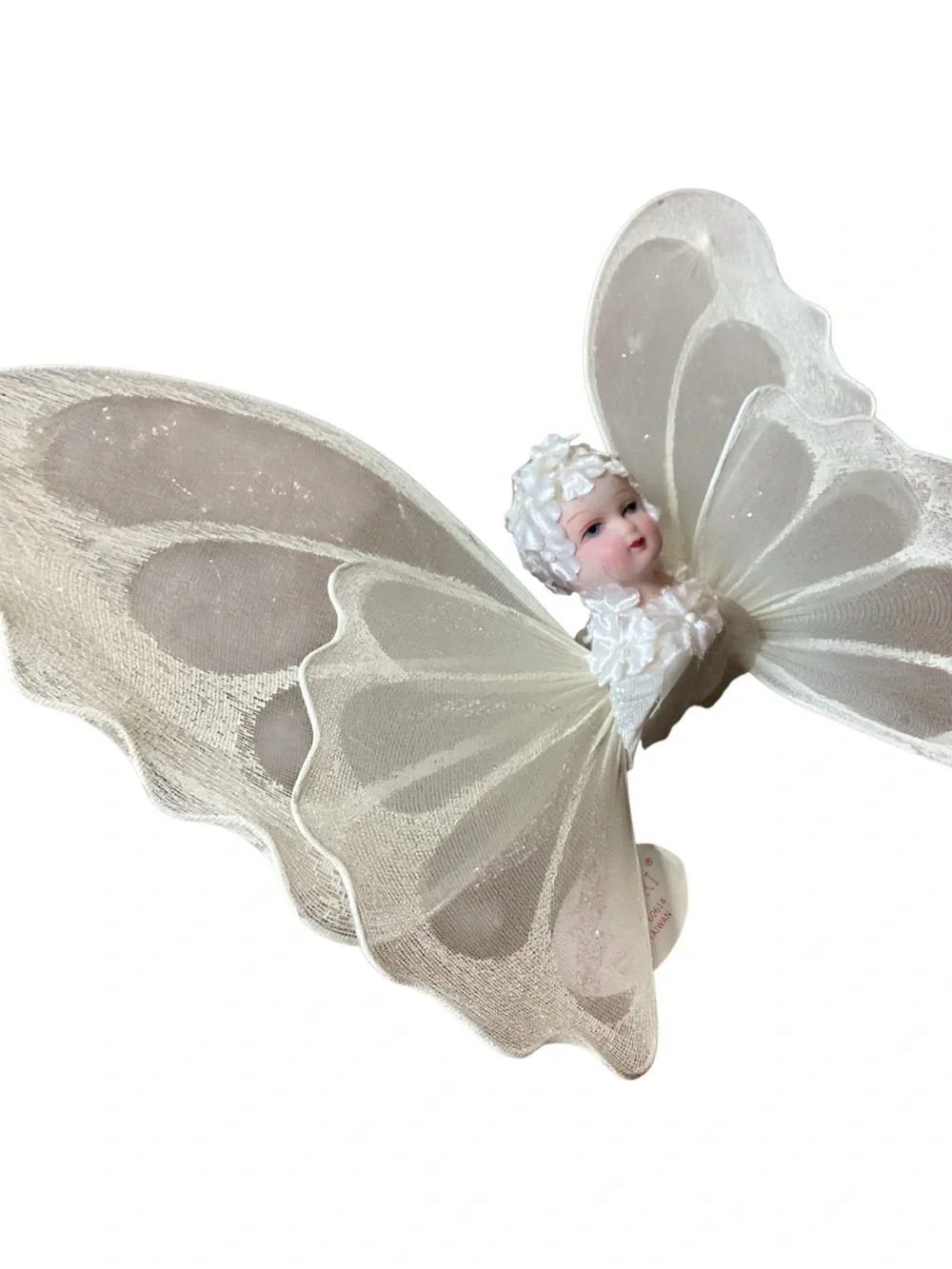 Silvestri White Gossamer Mesh Wing Angel Ornament Tree Topper